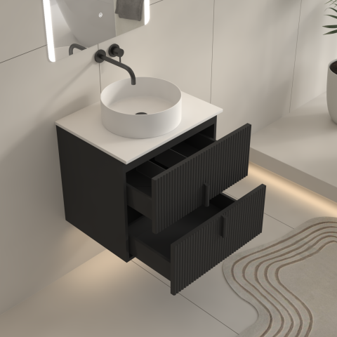 Aura 600mm Wall-Hung Vanity  - Matte Black - Image 6