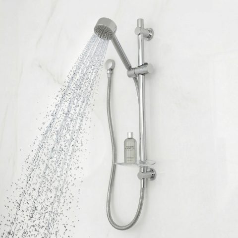 Echo Round Slide Shower Set with Elbow – Chrome - Image 2
