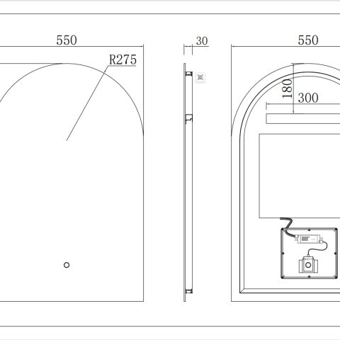 AVA Frameless Arch Back-Lit LED Mirror – 550x850mm - Image 2