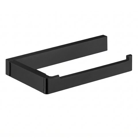 Modern Square Open-Arm Toilet Roll Holder - Matte Black - Image 1
