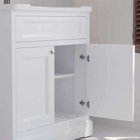 Burlington 800mm Solid Wood Floor-Standing Vanity - Hampton Series - Matte White - Image 3