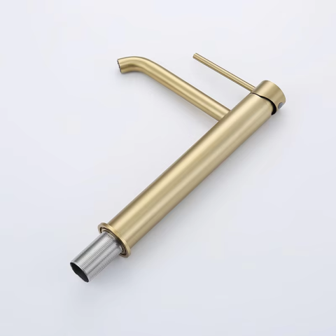 Rondo Pin Lever Tall Basin Mixer - Brushed Gold - Image 4