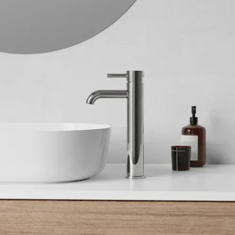 Rondo Pin Lever Tall Basin Mixer - Polished Chrome - Image 4