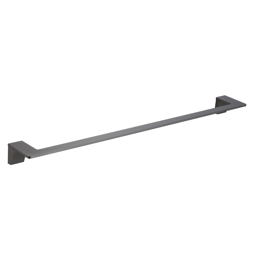 6 (1)(1) Gray metal towel bar with square mounting brackets.