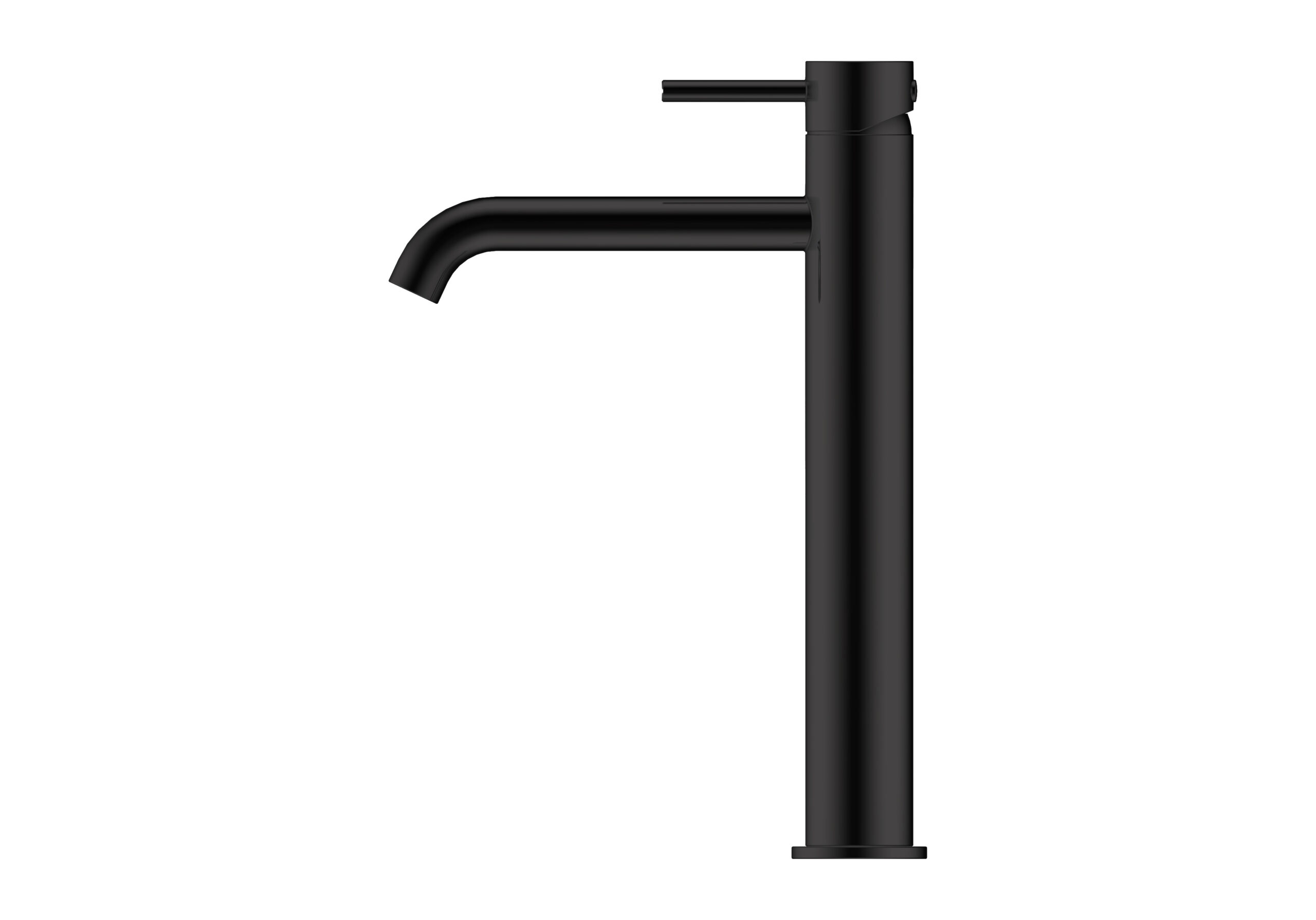 Black modern faucet with a sleek, minimalist design.