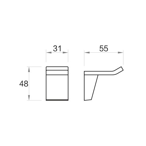 Linea Square Robe Hook - Brushed Nickel - Image 2