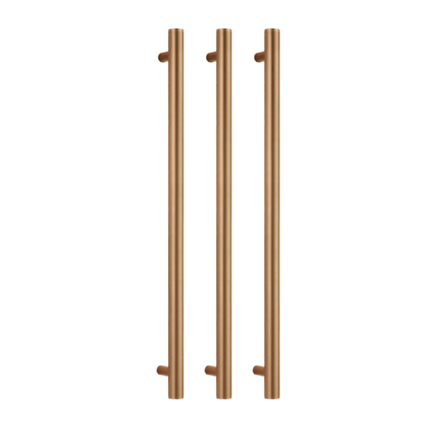 Vertical Heated Towel Rail 900mm (L) Three Round Rails Combo - Brushed Copper - Image 1