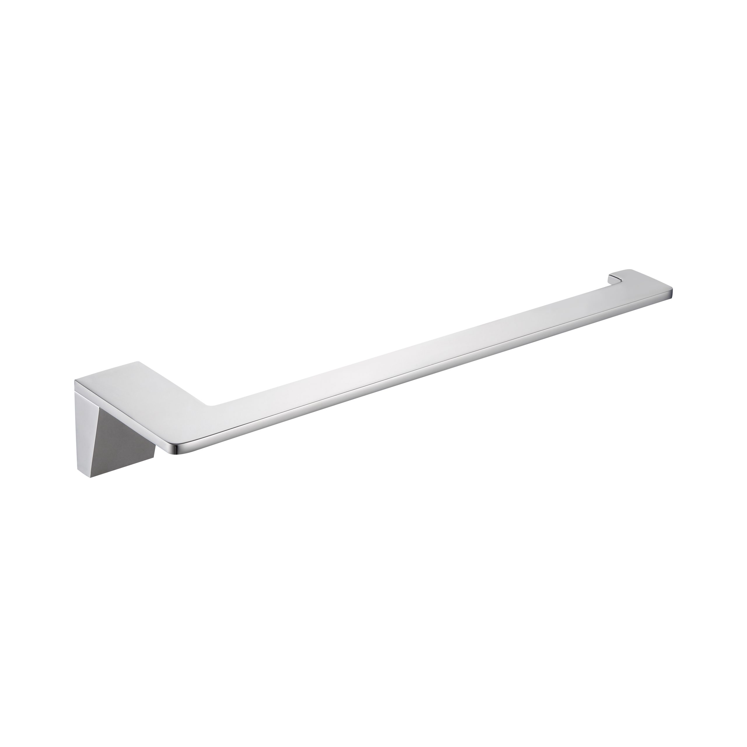 Silver modern towel bar with a sleek, minimalist design.