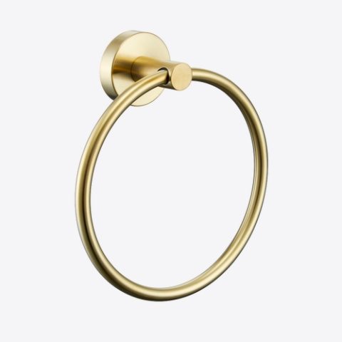 Modern Round Towel Ring - Brushed Gold - Image 1