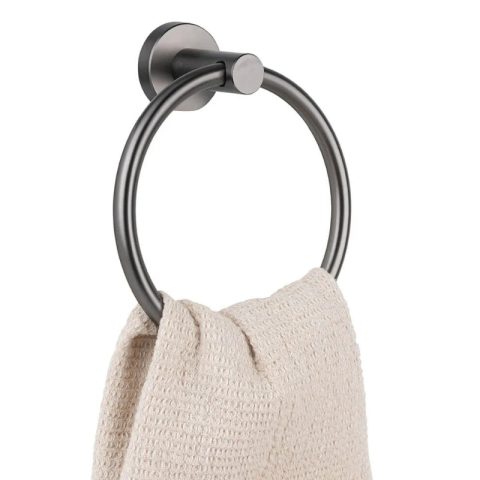 Modern Round Towel Ring - Gun Metal - Image 3
