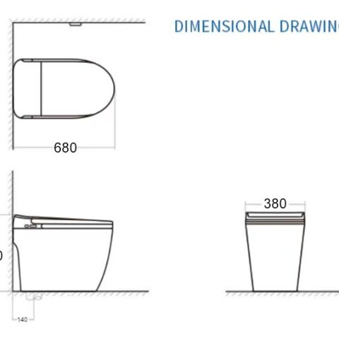 Lunaro Back to Wall Smart Toilet - Vortex Flush with Nano Glaze - Image 12