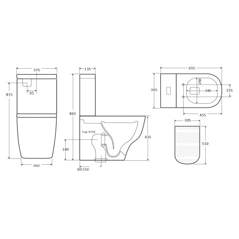 Pureline Back to Wall Toilet Suite – Vortex Flush with Nano Glaze - Image 3