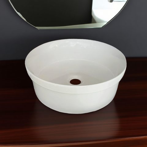 Round Vessel Basin – Counter Top - Gloss White - Image 3