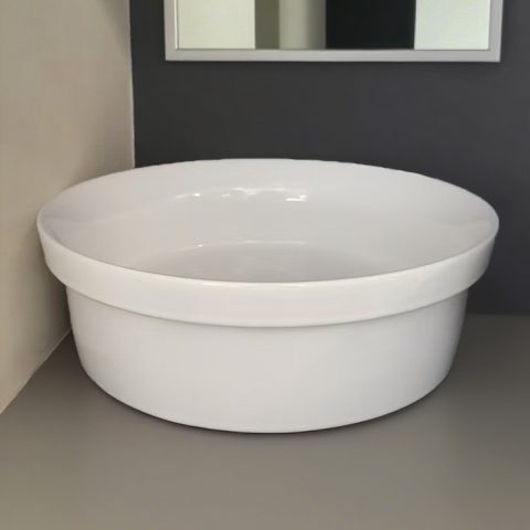 Round Vessel Basin – Counter Top - Gloss White - Image 4