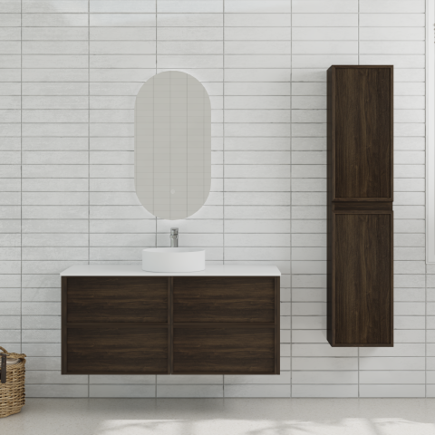 Aura 1200mm Wall-Hung Vanity - Walnut - Image 2