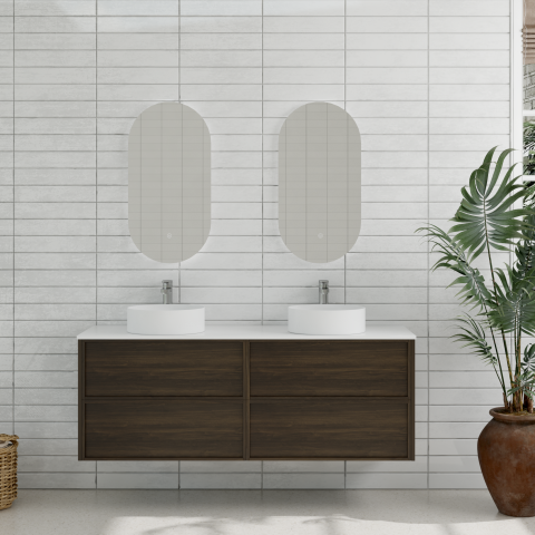 Aura 1500mm Wall-Hung Vanity - Walnut - Image 1