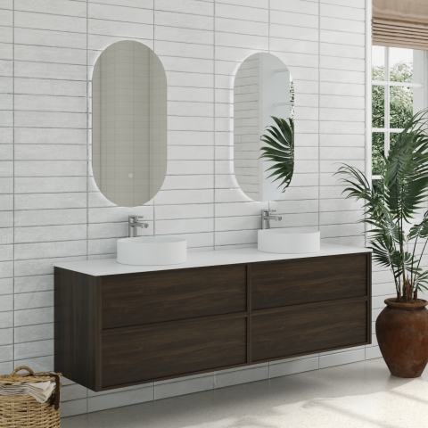 Aura 1800mm Wall-Hung Vanity - Walnut - Image 3
