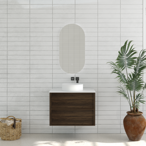 Aura 750mm Wall-Hung Vanity - Walnut - Image 2