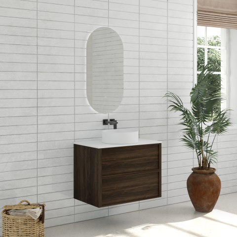 Aura 750mm Wall-Hung Vanity - Walnut - Image 4