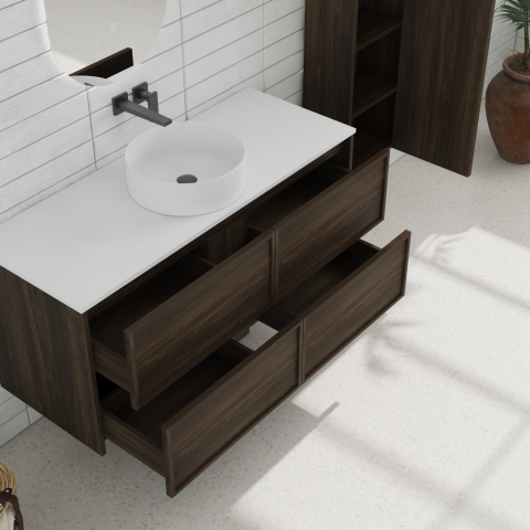 Aura 1200mm Wall-Hung Vanity - Walnut - Image 5