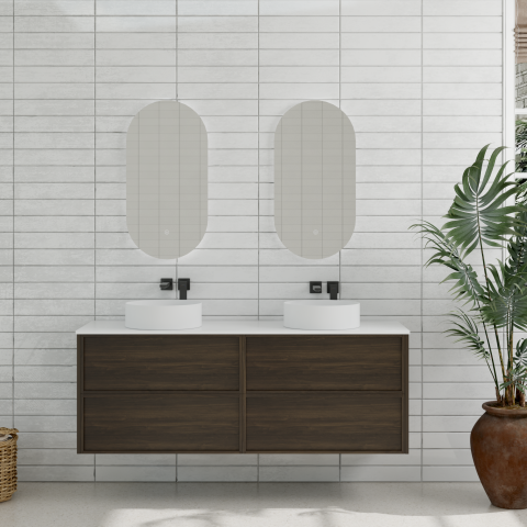 Aura 1500mm Wall-Hung Vanity - Walnut - Image 2