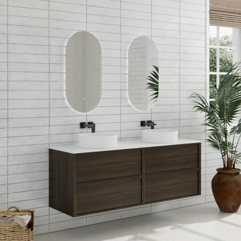 Aura 1500mm Wall-Hung Vanity - Walnut - Image 4