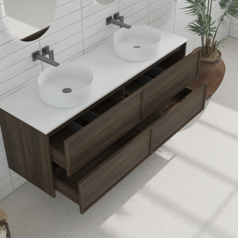 Aura 1500mm Wall-Hung Vanity - Walnut - Image 6