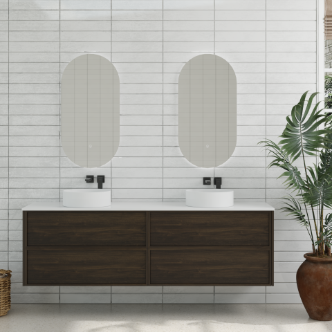 Aura 1800mm Wall-Hung Vanity - Walnut - Image 2