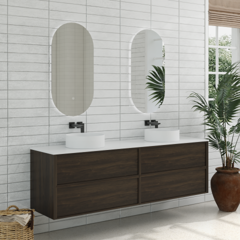 Aura 1800mm Wall-Hung Vanity - Walnut - Image 4