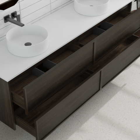 Aura 1800mm Wall-Hung Vanity - Walnut - Image 6