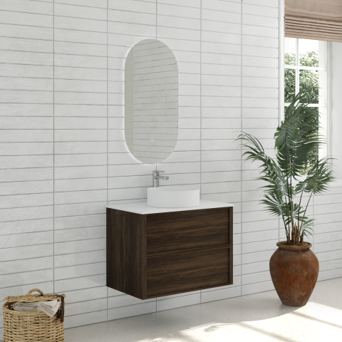 Aura 750mm Wall-Hung Vanity - Walnut - Image 3