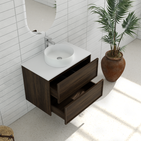 Aura 750mm Wall-Hung Vanity - Walnut - Image 5