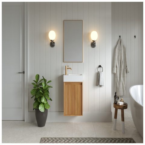 Aura 450mm Wall-Hung Vanity with Corian Basin - Acacia - Image 4