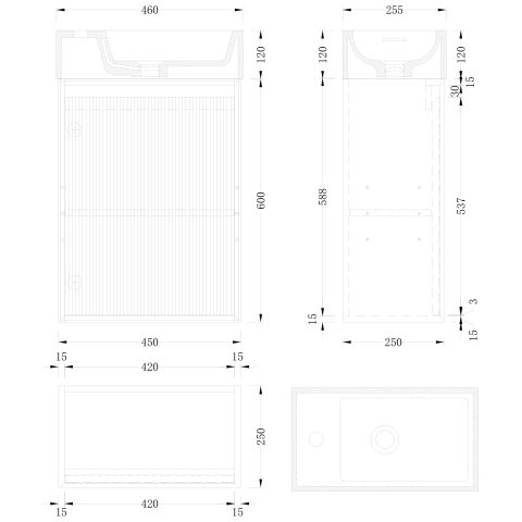 Aura 450mm Wall-Hung Vanity with Corian Basin - Acacia - Image 6