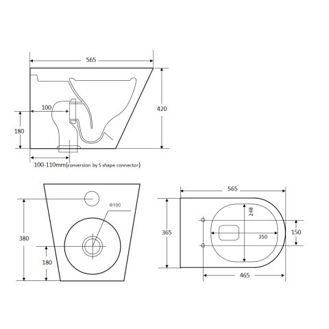 Alto Floor Mounted Inwall Toilet Suite - Rimless - Vortex Flush - P/S Trap - Image 3