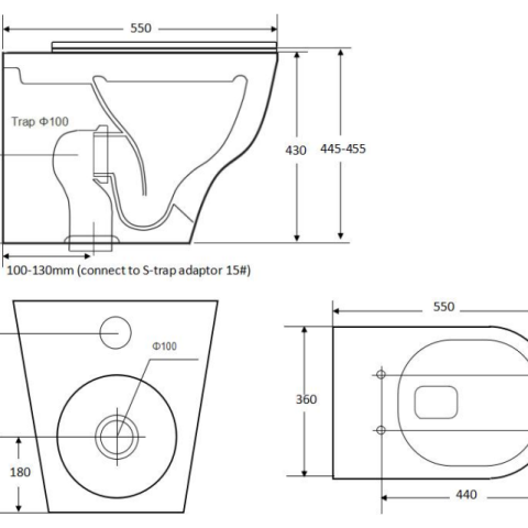 Nexa Floor Mounted Inwall Toilet Suite - Rimless - Vortex Flush - P/S Trap - Image 8