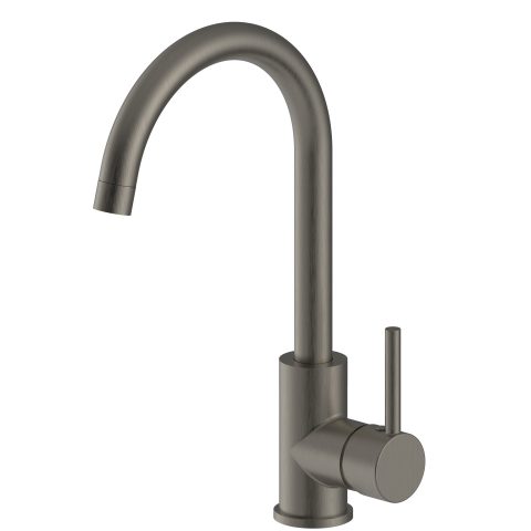 Modern Pin Lever Gooseneck Mixer - Gun Metal (Kitchen/Laundry) - Image 1