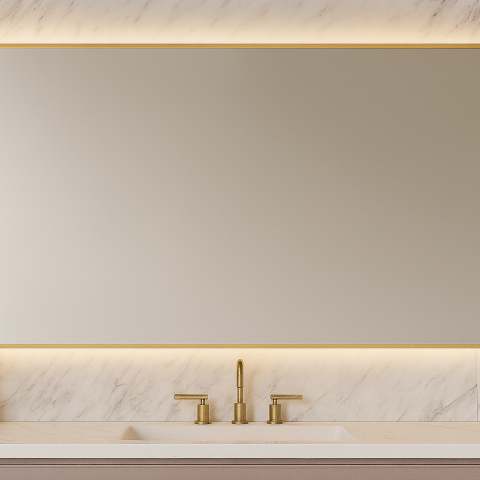 LINA Framed Rectangle Back-Lit 1200mm LED Mirror - Brushed Gold - Image 1