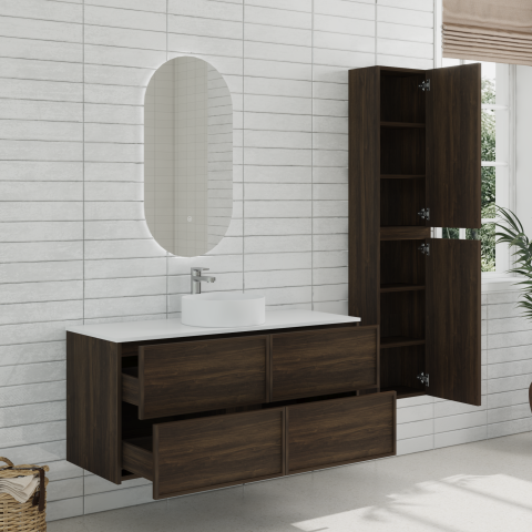 Aura 1200mm Wall-Hung Vanity - Walnut - Image 8