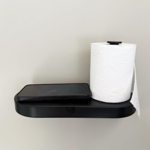 Matte Black Phone & Toilet Paper Holder - Image 2
