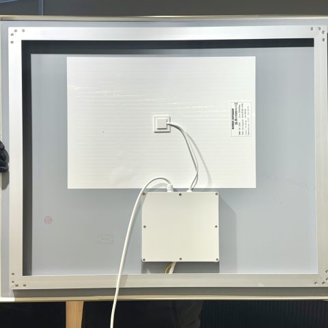 LINA Framed Rectangle Back-Lit 900mm LED Mirror - Brushed Gold - Image 4