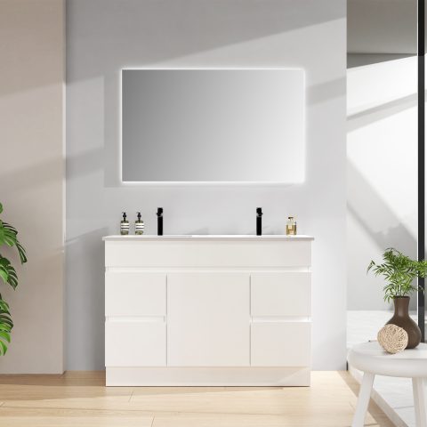 Avalon 1200mm Premium Plywood Floor-Standing Vanity - Gloss White - Image 2