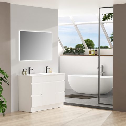 Avalon 1200mm Premium Plywood Floor-Standing Vanity - Gloss White - Image 3
