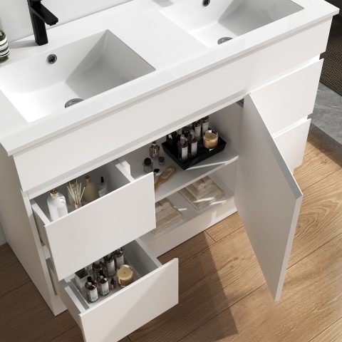 Avalon 1200mm Premium Plywood Floor-Standing Vanity - Gloss White - Image 4