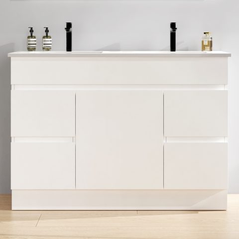 Avalon 1200mm Premium Plywood Floor-Standing Vanity - Gloss White - Image 1