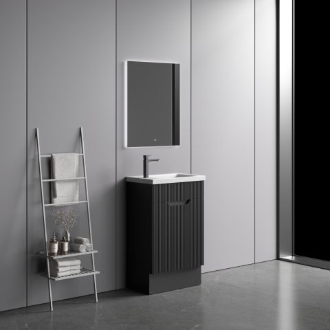 Savoy 400mm Premium Plywood Floor-Standing Vanity - Matte Black - Image 3