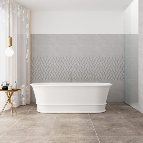 1700mm Freestanding Stone Bath - Matte White - Image 2