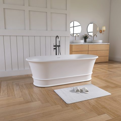 1700mm Freestanding Stone Bath - Matte White - Image 5