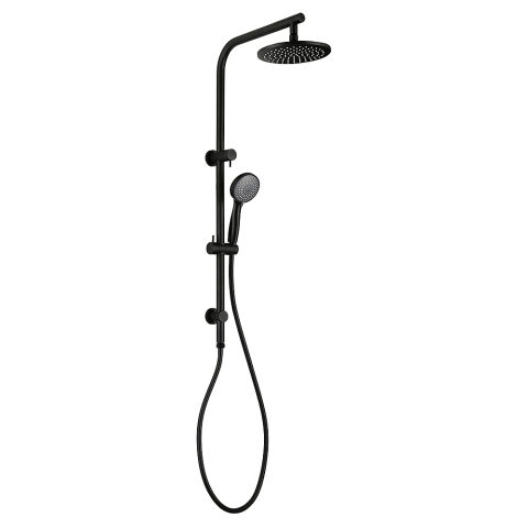 Bathroom Black Round Shower Rain Set Slider with 2-functional Shower Head and Rain Head - Image 1