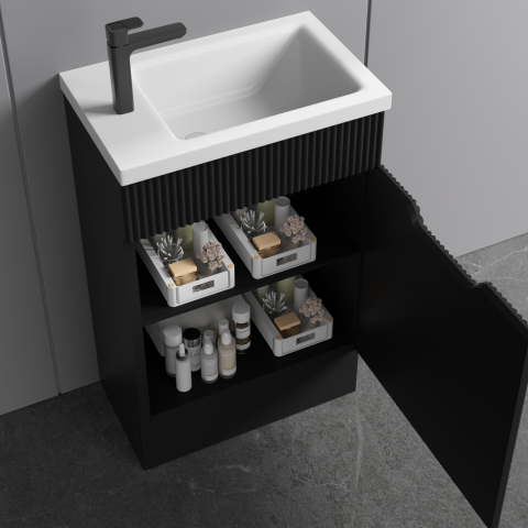 Savoy 400mm Premium Plywood Floor-Standing Vanity - Matte Black - Image 4